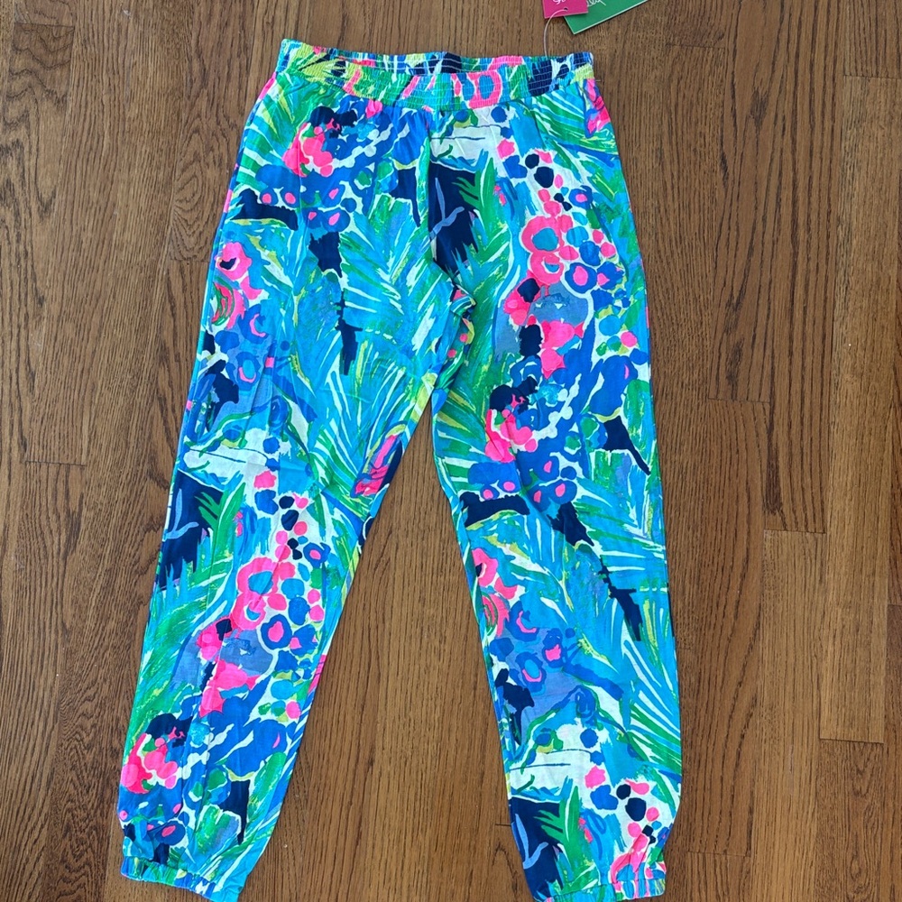 Lilly Pulitzer Kids Reese Tropical Print Joggers NWT size Large
